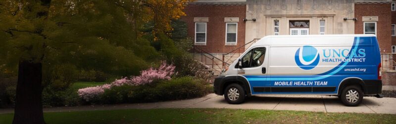 Mobile Health Team van in front of Uncas Health District's Main Office