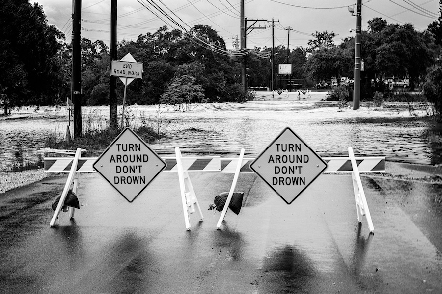Flash flood warning sign