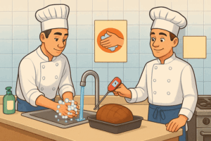 chefs practicing proper food safety