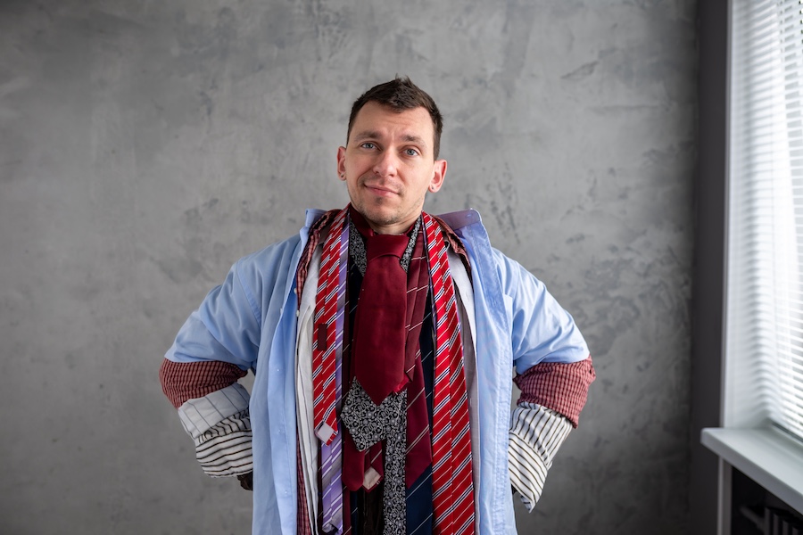 MAN DRESSED IN LAYERS