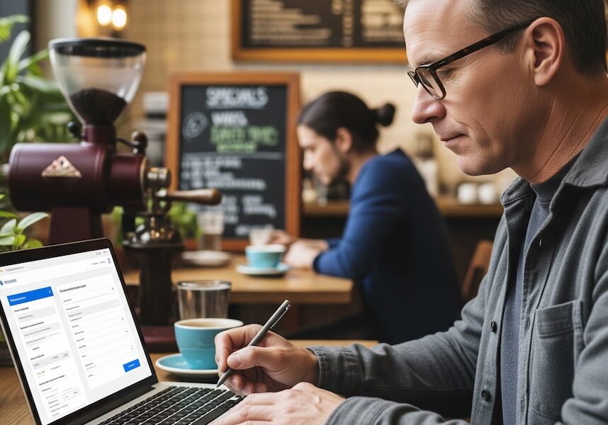 man applying online