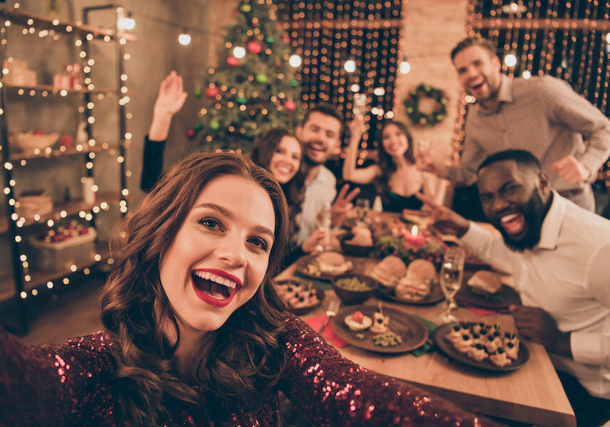 Friends enjoying a holiday celebration